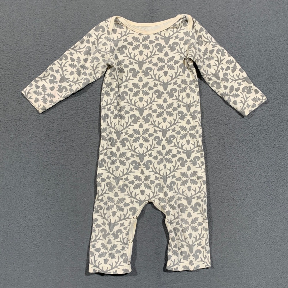 Winter Water Factory Romper Kids 18M Organic Cotton Woodland Forest Grey Cream